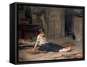Girl by the Fireside, 1867-Frank Holl-Framed Stretched Canvas