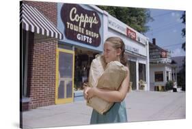 Girl Carrying Paper Shopping Bags-William P. Gottlieb-Stretched Canvas