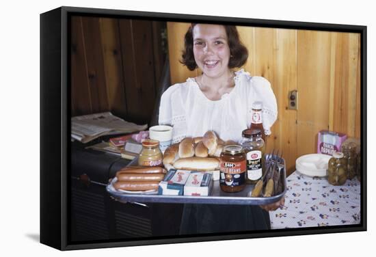 Girl Carrying Tray of Barbecue Items-William P. Gottlieb-Framed Stretched Canvas