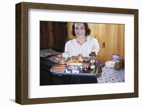 Girl Carrying Tray of Barbecue Items-William P. Gottlieb-Framed Photographic Print