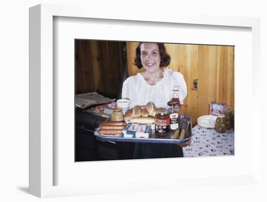 Girl Carrying Tray of Barbecue Items-William P. Gottlieb-Framed Photographic Print