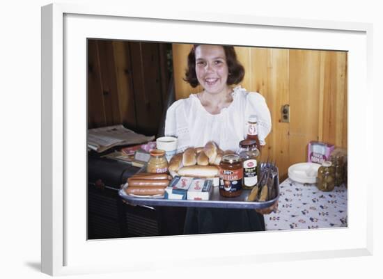 Girl Carrying Tray of Barbecue Items-William P. Gottlieb-Framed Photographic Print