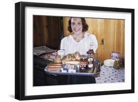 Girl Carrying Tray of Barbecue Items-William P. Gottlieb-Framed Photographic Print