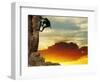 Girl Climbing On The Rock On Sunset Background-Andrushko Galyna-Framed Art Print