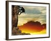 Girl Climbing On The Rock On Sunset Background-Andrushko Galyna-Framed Art Print