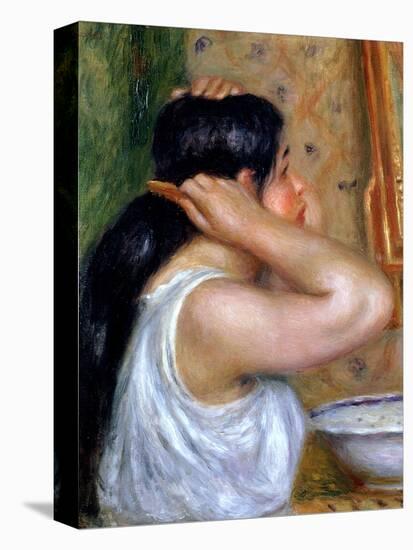Girl Combing Her Hair, 1907-8-Pierre-Auguste Renoir-Stretched Canvas