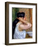 Girl Combing Her Hair, 1907-8-Pierre-Auguste Renoir-Framed Giclee Print