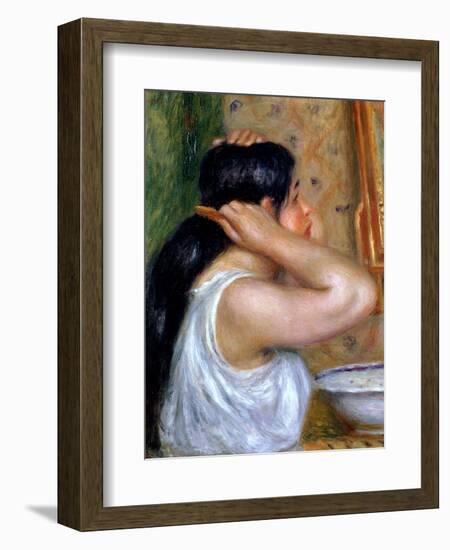 Girl Combing Her Hair, 1907-8-Pierre-Auguste Renoir-Framed Giclee Print