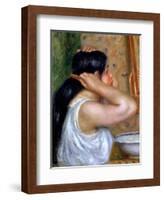 Girl Combing Her Hair, 1907-8-Pierre-Auguste Renoir-Framed Giclee Print
