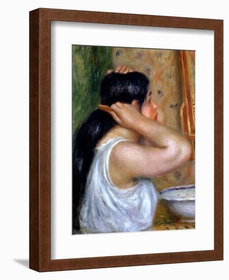 Girl Combing Her Hair, 1907-8-Pierre-Auguste Renoir-Framed Giclee Print