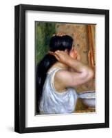 Girl Combing Her Hair, 1907-8-Pierre-Auguste Renoir-Framed Giclee Print