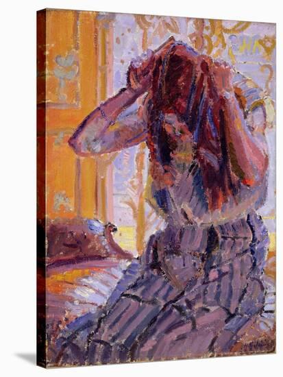 Girl Combing Her Hair-Harold Gilman-Stretched Canvas