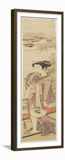 Girl Cooling on Veranda, C. 1772-1781-Isoda Koryusai-Framed Premium Giclee Print