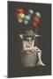 Girl Cupid in Balloon-null-Mounted Art Print