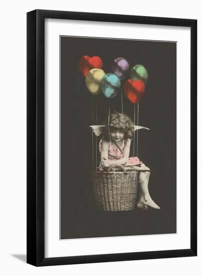 Girl Cupid in Balloon-null-Framed Art Print