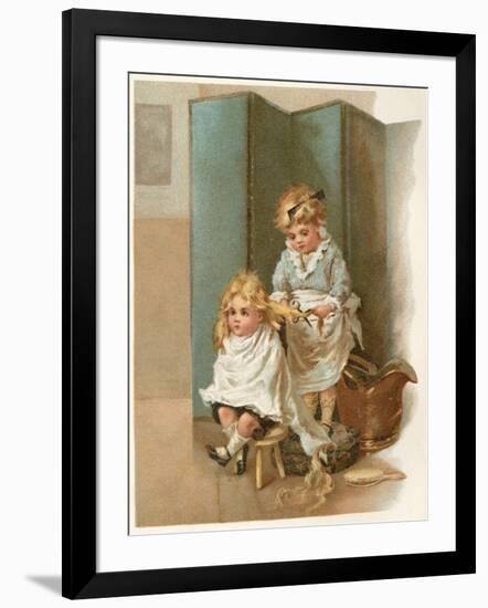 Girl Cuts Hair C1890-Marie Seymour Lucas-Framed Photographic Print