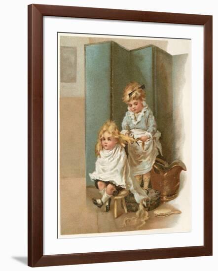 Girl Cuts Hair C1890-Marie Seymour Lucas-Framed Photographic Print