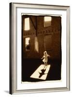 Girl dancing in a shaft of light-Theo Westenberger-Framed Art Print