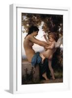 Girl Defending Herself Against Love-William Adolphe Bouguereau-Framed Art Print