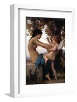 Girl Defending Herself Against Love-William-Adolphe Bouguereau-Framed Art Print