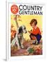 "Girl, Dog and Injured Bird," Country Gentleman Cover, November 1, 1935-Henry Hintermeister-Framed Premium Giclee Print