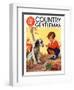 "Girl, Dog and Injured Bird," Country Gentleman Cover, November 1, 1935-Henry Hintermeister-Framed Premium Giclee Print