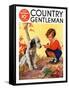 "Girl, Dog and Injured Bird," Country Gentleman Cover, November 1, 1935-Henry Hintermeister-Framed Stretched Canvas