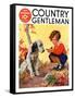 "Girl, Dog and Injured Bird," Country Gentleman Cover, November 1, 1935-Henry Hintermeister-Framed Stretched Canvas