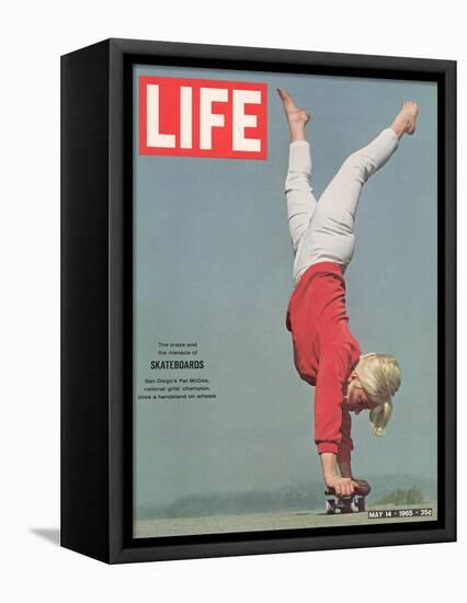 Girl Doing Handstand on Skateboard, May 14, 1965-Bill Eppridge-Framed Stretched Canvas