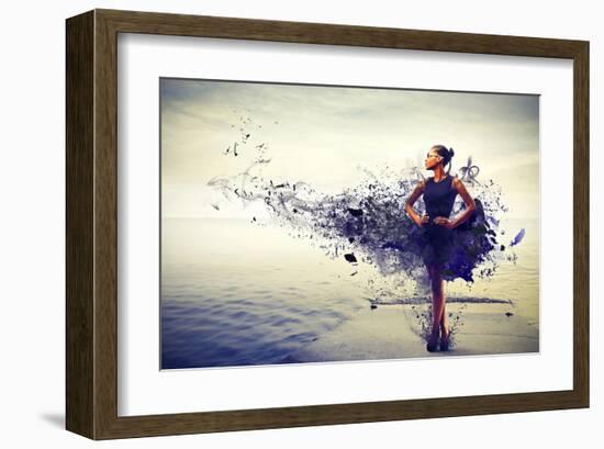 Girl Dress Becomes Paint &Pier-null-Framed Art Print