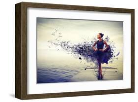 Girl Dress Becomes Paint &Pier-null-Framed Art Print