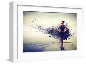 Girl Dress Becomes Paint &Pier-null-Framed Art Print