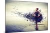 Girl Dress Becomes Paint &Pier-null-Mounted Art Print