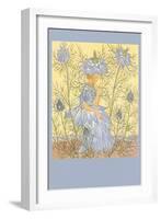 Girl Dressed as Blue Flower-null-Framed Art Print