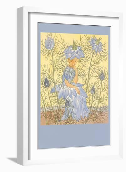 Girl Dressed as Blue Flower-null-Framed Art Print