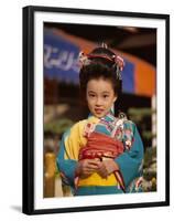 Girl Dressed in Kimono, Shichi-Go-San Festival (Festival for Three, Five, Seven Year Old Children)-null-Framed Premium Photographic Print