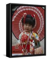 Girl Dressed in Kimono, Shichi-Go-San Festival (Festival for Three, Five, Seven Year Old Children)-null-Framed Stretched Canvas