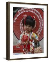 Girl Dressed in Kimono, Shichi-Go-San Festival (Festival for Three, Five, Seven Year Old Children)-null-Framed Premium Photographic Print