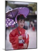 Girl Dressed in Kimono, Shichi-Go-San Festival (Festival for Three, Five, Seven Year Old Children)-null-Mounted Photographic Print