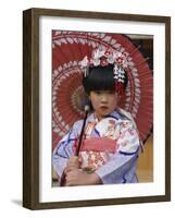 Girl Dressed in Kimono, Shichi-Go-San Festival (Festival for Three, Five, Seven Year Old Children)-null-Framed Photographic Print