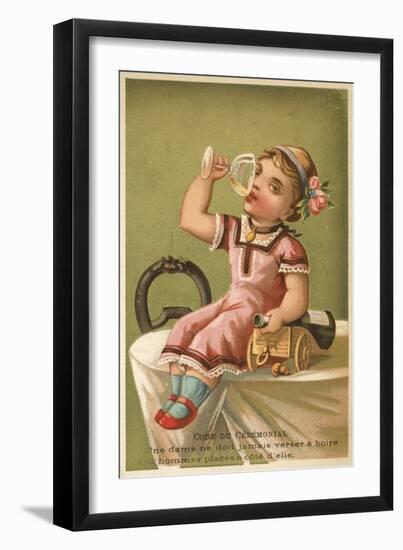 Girl Drinking Champagne-null-Framed Giclee Print