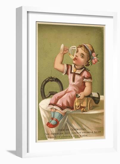 Girl Drinking Champagne-null-Framed Giclee Print