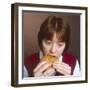 Girl Eating a Hamburger-null-Framed Photographic Print