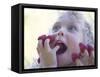 Girl Eating Raspberries, Bellingham, Washington, USA-Steve Satushek-Framed Stretched Canvas