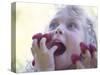 Girl Eating Raspberries, Bellingham, Washington, USA-Steve Satushek-Stretched Canvas