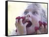 Girl Eating Raspberries, Bellingham, Washington, USA-Steve Satushek-Framed Stretched Canvas