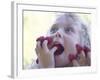 Girl Eating Raspberries, Bellingham, Washington, USA-Steve Satushek-Framed Photographic Print