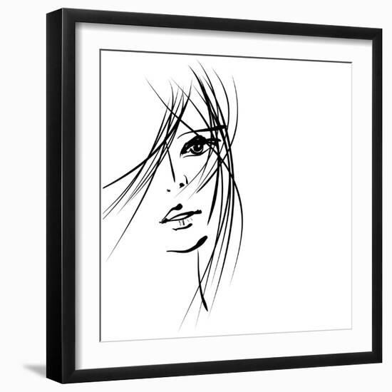 Girl Face Symbols-Irina QQQ-Framed Premium Giclee Print