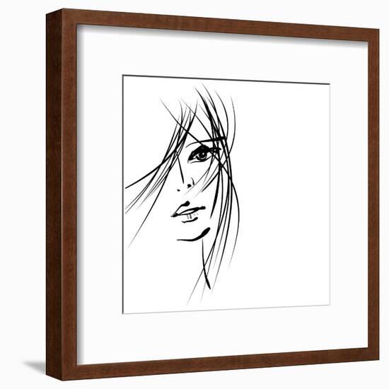 Girl Face Symbols-Irina QQQ-Framed Art Print