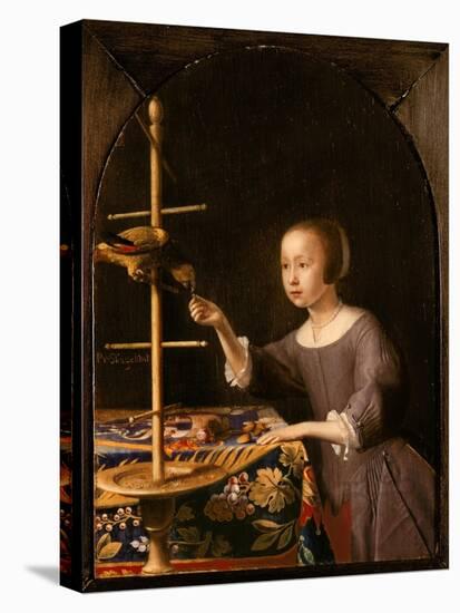 Girl Feeding a Parrot-Pieter Van Steenwyck-Stretched Canvas